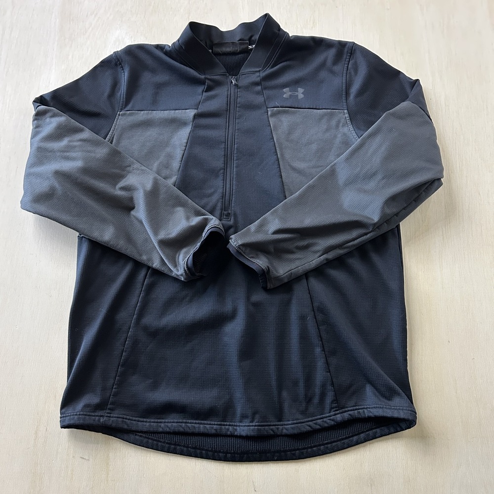 Under Armour Pullover Mens XL Black ColdGear Colorblock 1/4 Zip Long Sleeve Top